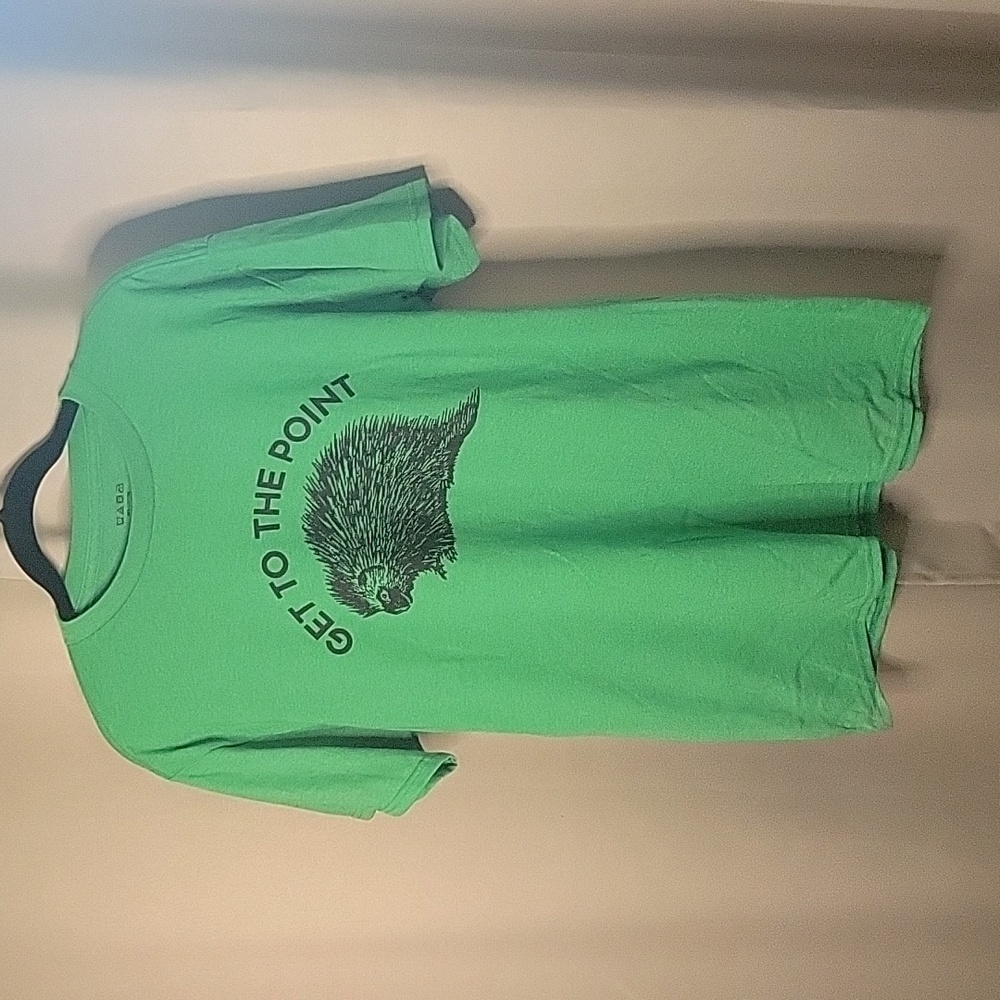 Unbranded Mens Get To the Point Tshirt Short Sleeves Green with Porcupine